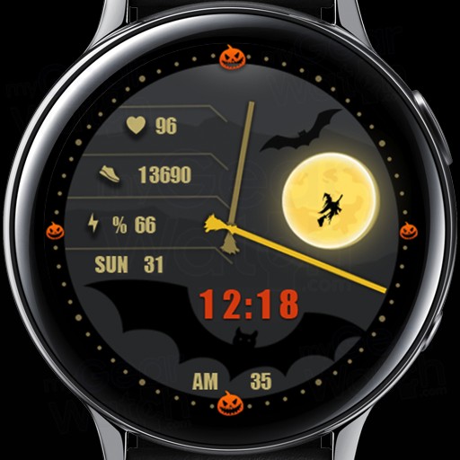 Halloween Analog Digital Animated Watch Face